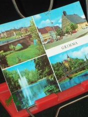 GRIMMA, Muldenbrcke, Rathaus, Am Schwanenteich, Gattersburg und Hngebrcke ber die Mulde