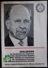 Erklrung des Vorsitzenden des Staatsrates der Deutschen Demokratischen Republik, Walter Ulbricht, zur Ausarbeitung der sozialistischen Verfassung der Deutschen Demokratischen Republik auf der 4. Tagung der Volkskammer der DDR am 1. Dezembe