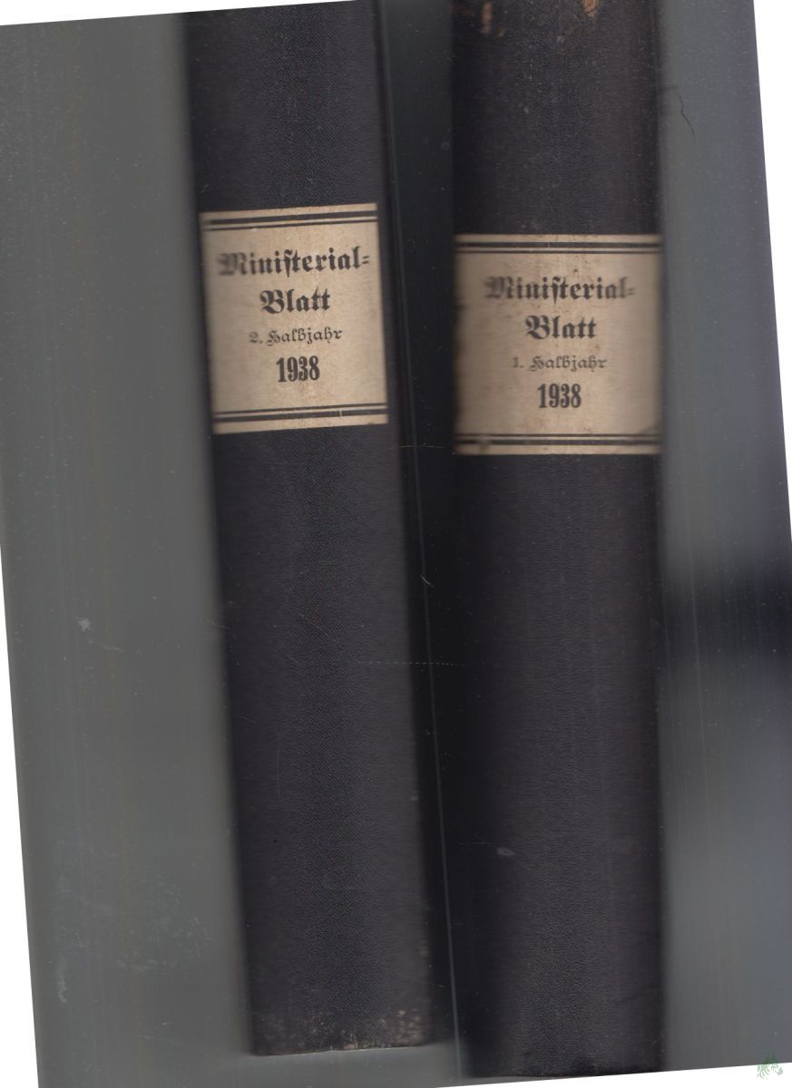 Artikelbild 1 des Artikels “Ministerial-Blatt Reichs- und Preußischen Ministeriums des Inneren. 3. (99.) Jahrgang 1938 (Nr.1-53) komplett in 2 Büchern. “