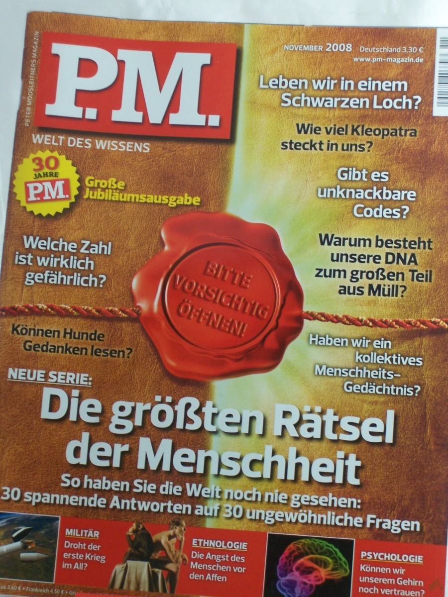 Artikelbild 1 des Artikels “11/2008, Die größten Rätsel der Menschheit “