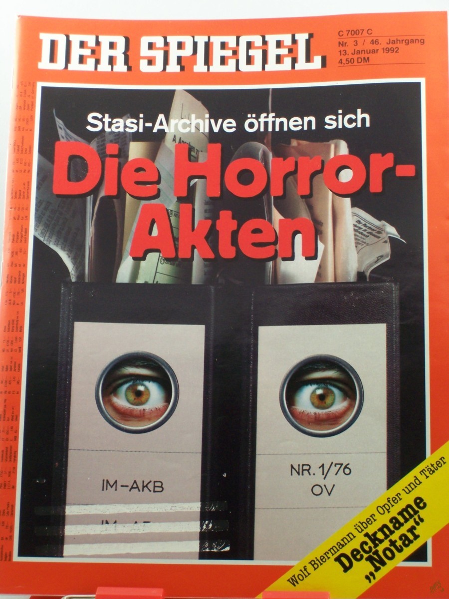 Artikelbild 1 des Artikels “3/1992, 13. Januar, Die Horrorakten, Stasi Archive öffnen sich “