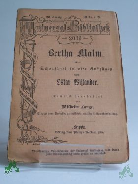 Product image 1 of the product “Oskar Wijkander, Bertha Malm, Schauspiel in vier Aufzügen ”