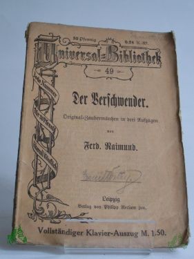 Product image 1 of the product “Der Verschwender : Orig. Zaubermärchen in 3 Aufz. ”