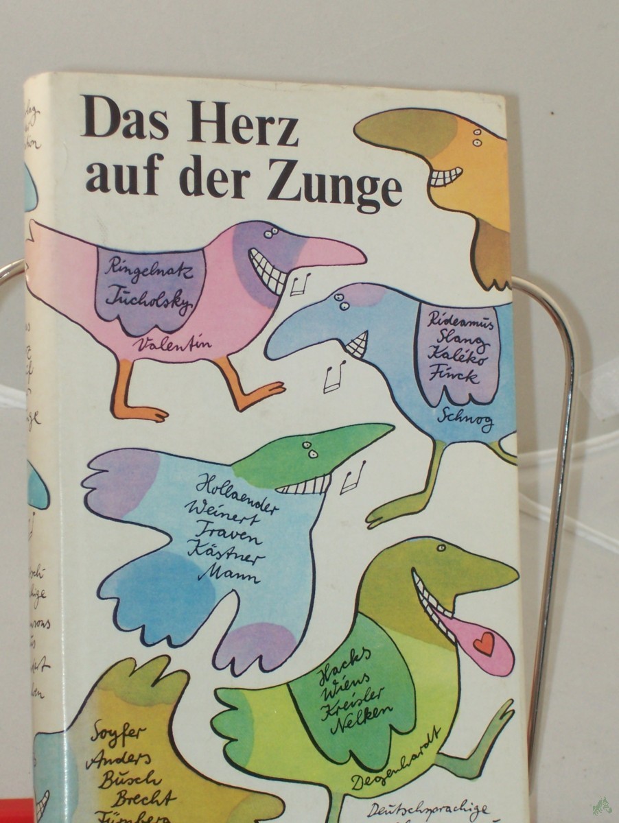 Product image 1 of the product “Das Herz auf der Zunge : deutschsprachige Chansons aus 100 Jahren / hrsg. von Helga Bemmann. Illustrationen von Manfred Bofinger ”