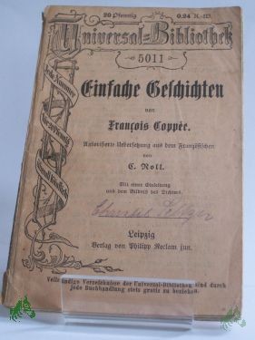 Artikelbild 1 des Artikels “Einfache Geschichten, Francois Coppee “