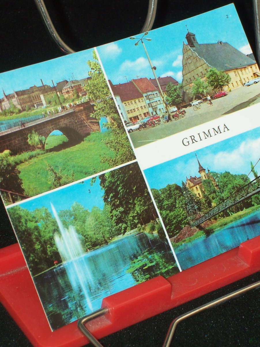 Product image 1 of the product “GRIMMA, Muldenbrücke, Rathaus, Am Schwanenteich, Gattersburg und Hängebrücke über die Mulde ”