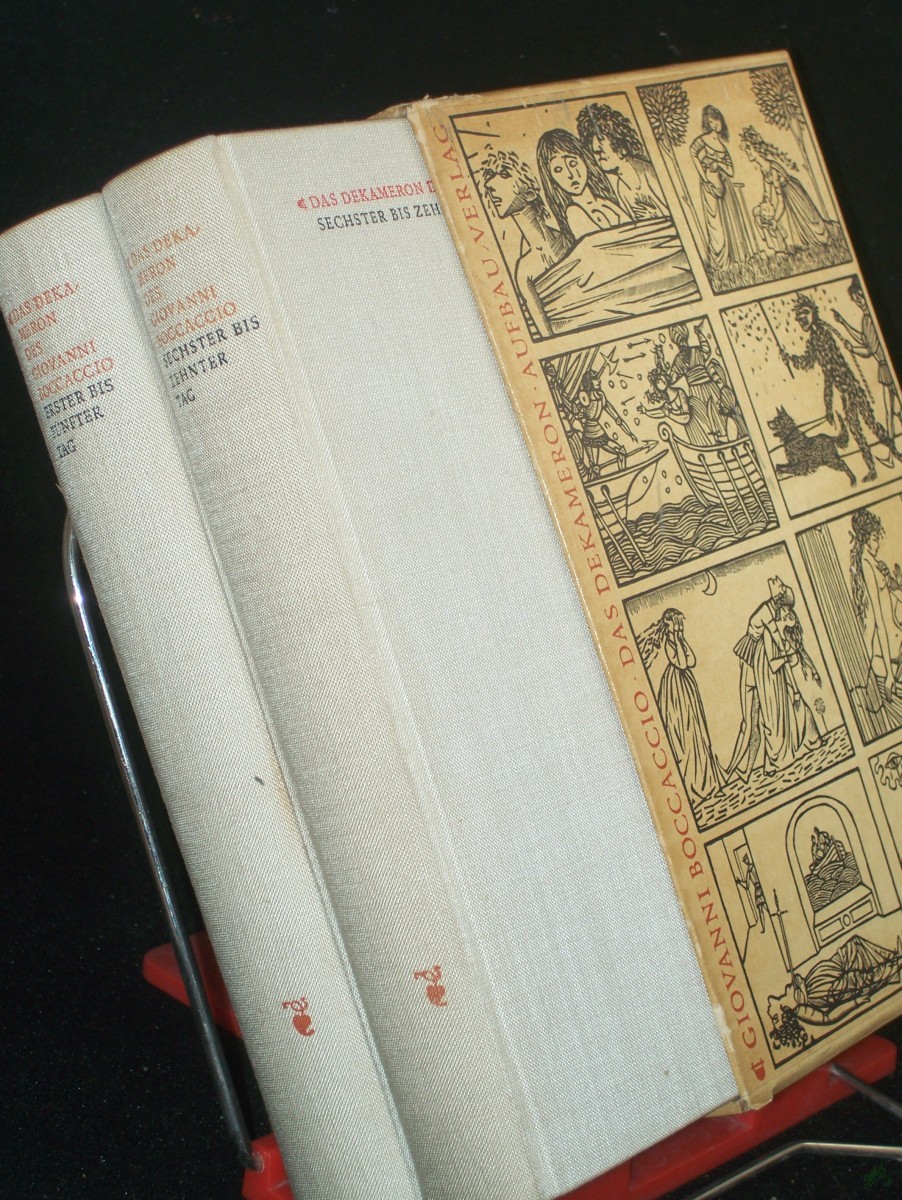 Artikelbild 1 des Artikels “Das Dekameron / Giovanni Boccaccio. Aus d. Ital. übers. von Ruth Macchi. Nachdichtung d. Verse d. ersten drei Tage von August Wilhelm Schlegel, d. Verse d. folgende Tage von Karl Witte “