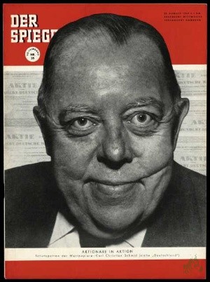 Artikelbild 1 des Artikels “35/1954, AKTIONÄRE IN AKTION; SCHUTZPATRON DER WERTPAPIERE CARL CHRISTIAN SCHMID “