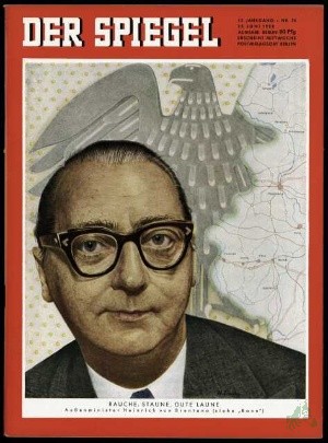 Artikelbild 1 des Artikels “26/1958, Rauche, staune, gute Laune, Außenminister Heinrich von Brentano “