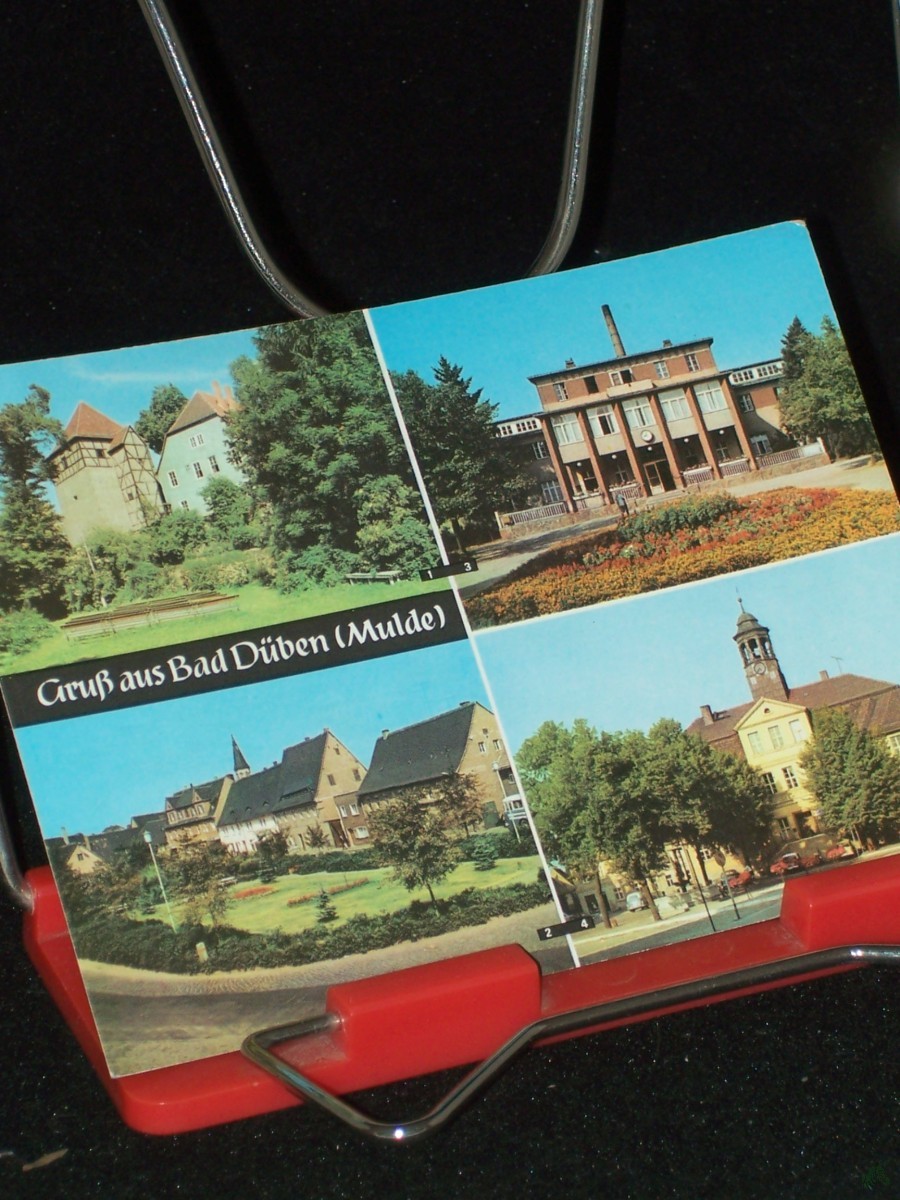 Artikelbild 1 des Artikels “Gruß aus Bad Düben (Mulde) Burg mit Freilchtbühne, Platz der Jugend, Eisen Moorbad, Rathaus “