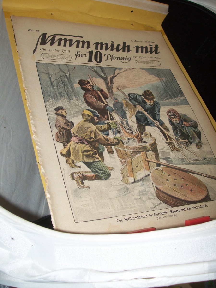 Artikelbild 1 des Artikels “No 14, 1907/08, 15 Seiten; ZUR WEIHNACHTSZEIT IN RUSSLAND BAUERN BEI DER EISFISCHEREI TEXT SIEHE SEITE VIER “