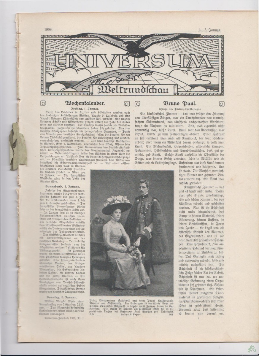 Artikelbild 1 des Artikels “1-3 Januar, 1909 “