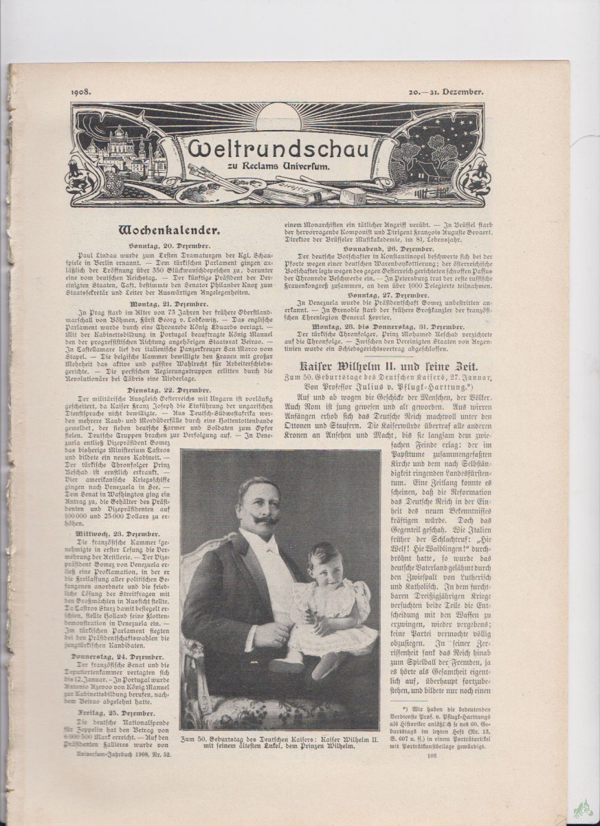 Artikelbild 1 des Artikels “20-31 Dezember, 1908 “