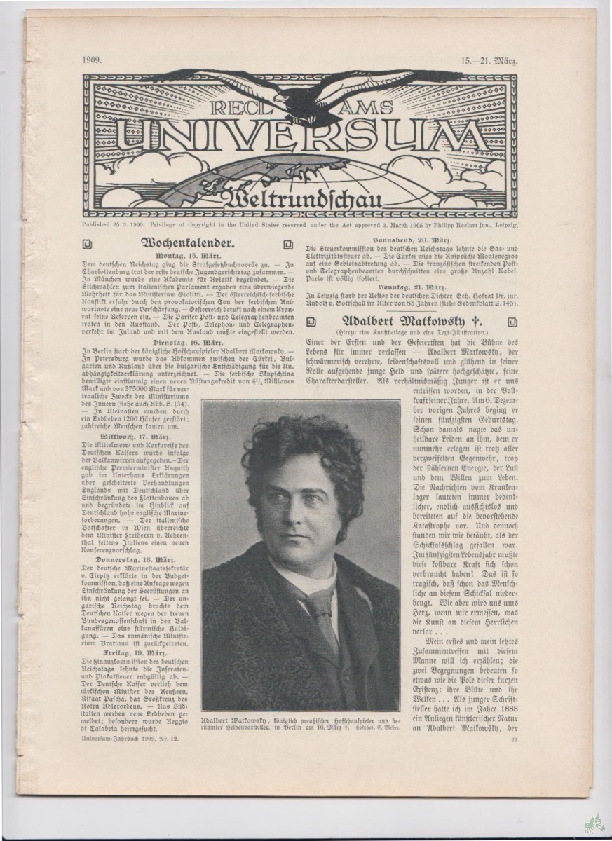 Artikelbild 1 des Artikels “15-21 März 1909 “