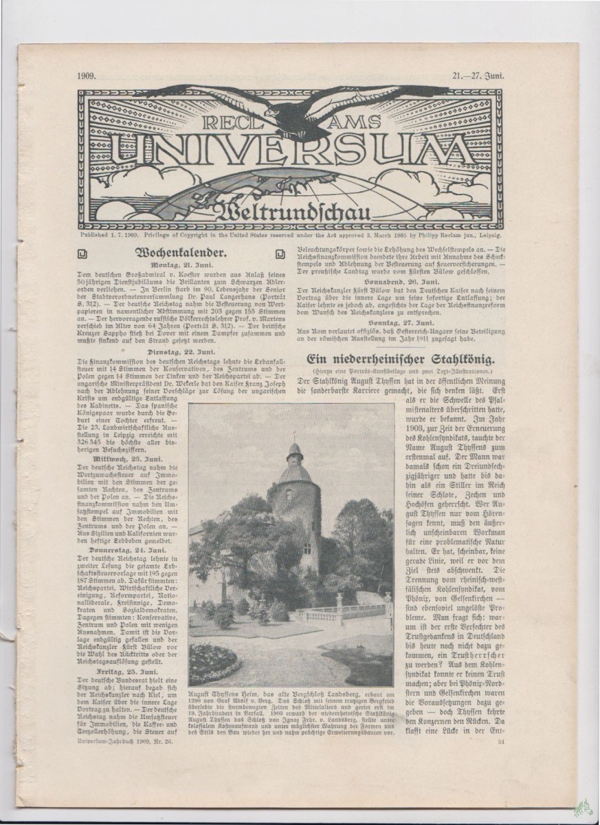 Artikelbild 1 des Artikels “21-27 Juni 1909 “