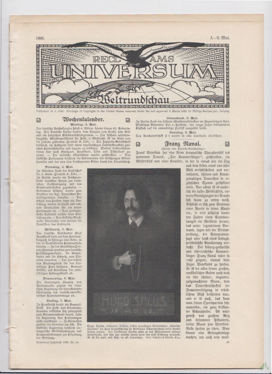 Artikelbild 1 des Artikels “3-9 Mai 1909 “