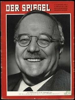Artikelbild 1 des Artikels “9/1957, Ausweichen und Abwarten, FDP Vorsitzender Reinhold Maier “