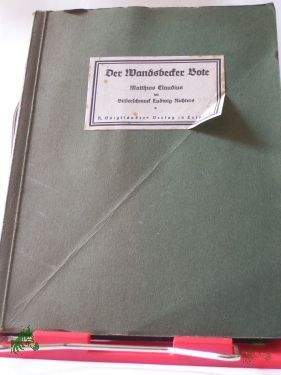 Product image 1 of the product “Der Wandsbecker Bote / Matthias Claudius. Im Bilderschmuck Ludwig Richters. Eine Ausw. von Karl Budde ”