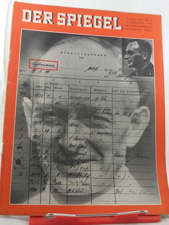 Product image 1 of the product “25/1960, Dienstlaufbahn Eichmann, Adolf, SS-Nr. 45326 ”