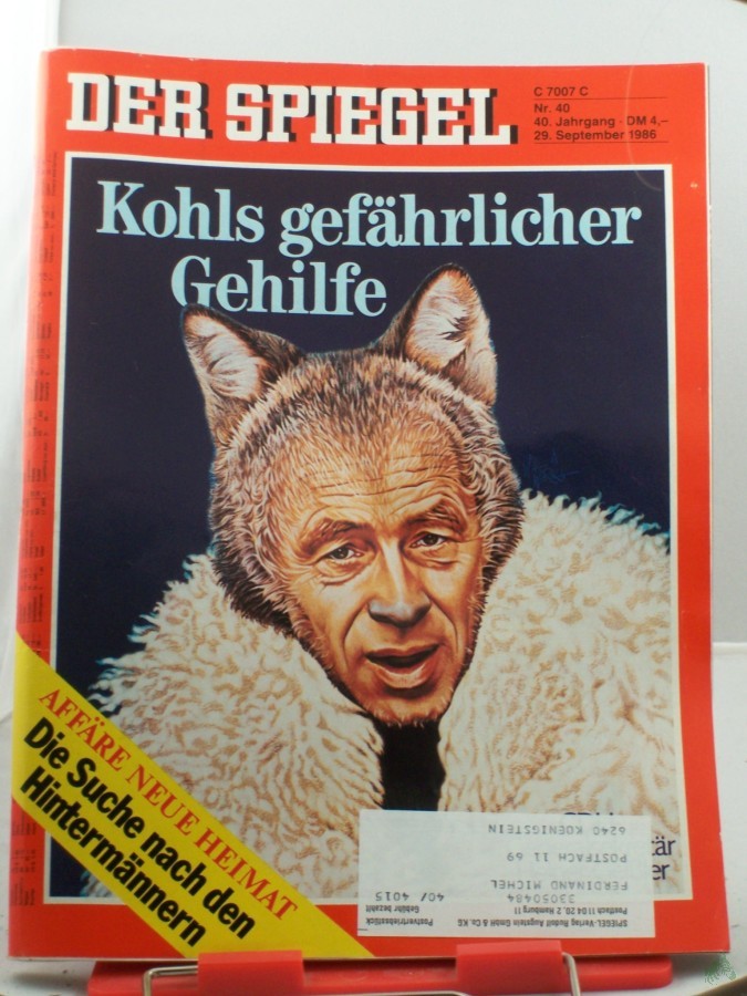 Artikelbild 1 des Artikels “40/1986, 29. September, Kohls gefährlicher Gehilfe “