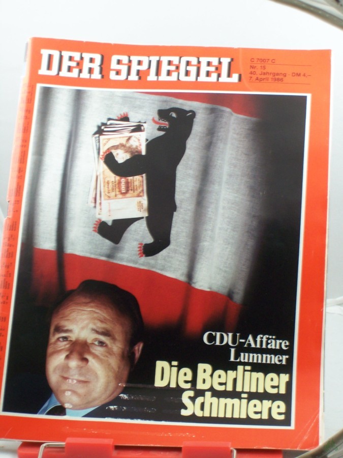 Artikelbild 1 des Artikels “15/1986, 7. April, Die Berliner Schmiere CDU Affäre Lummer “