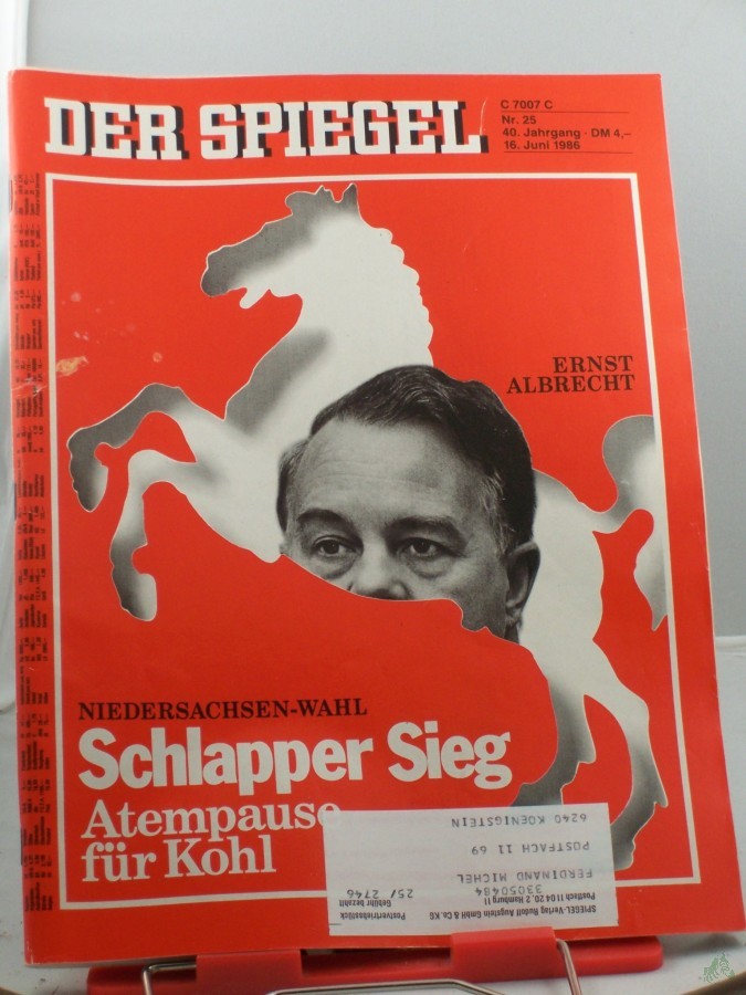 Artikelbild 1 des Artikels “25/1986, 16. Juni, Schlapper Sieg, Atempause für Kohl “