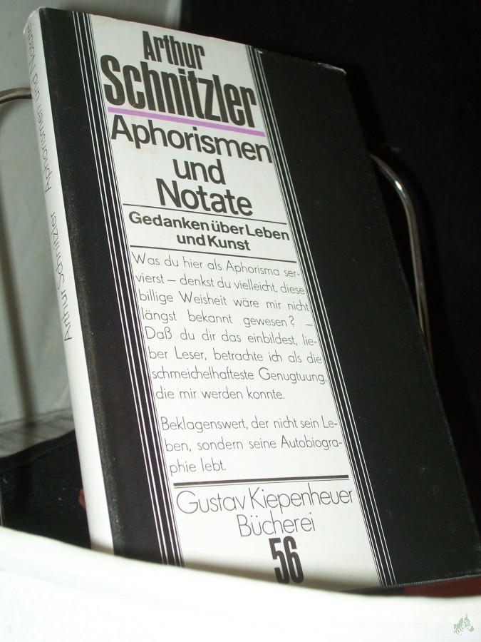 Artikelbild 1 des Artikels “Aphorismen und Notate : Gedanken über Leben u. Kunst / Arthur Schnitzler. Hrsg. von Manfred Diersch “