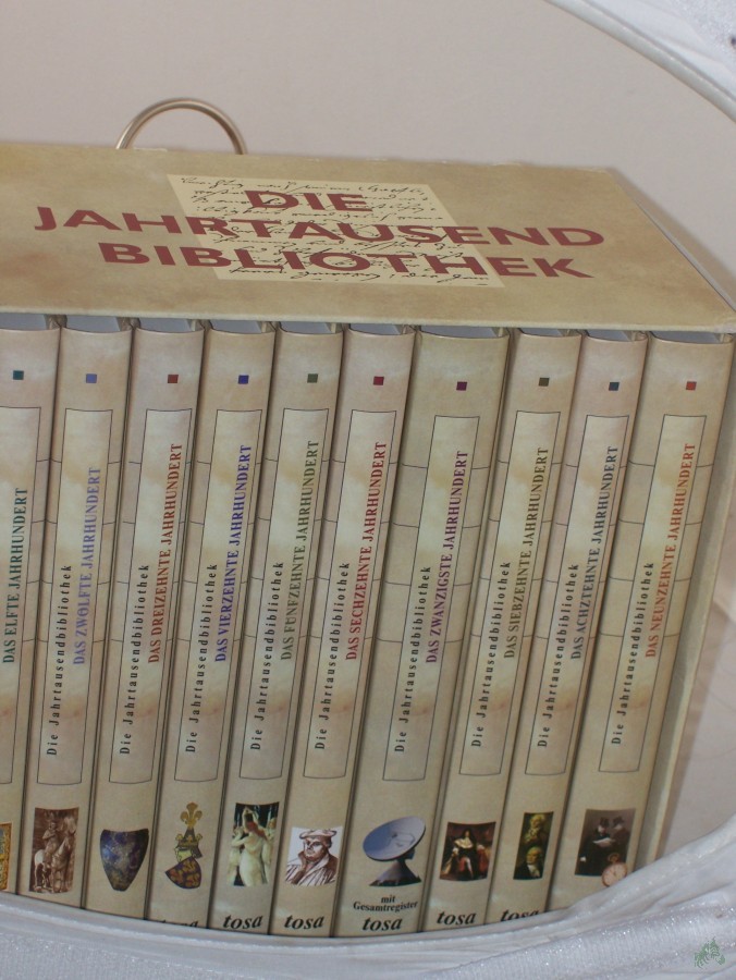 Artikelbild 1 des Artikels “Die Jahrtausendbibliothek : 1000 Jahre Geschichte zum Anfassen in 10 Bänden / hrsg. von Ulrike Müller-Kaspar “