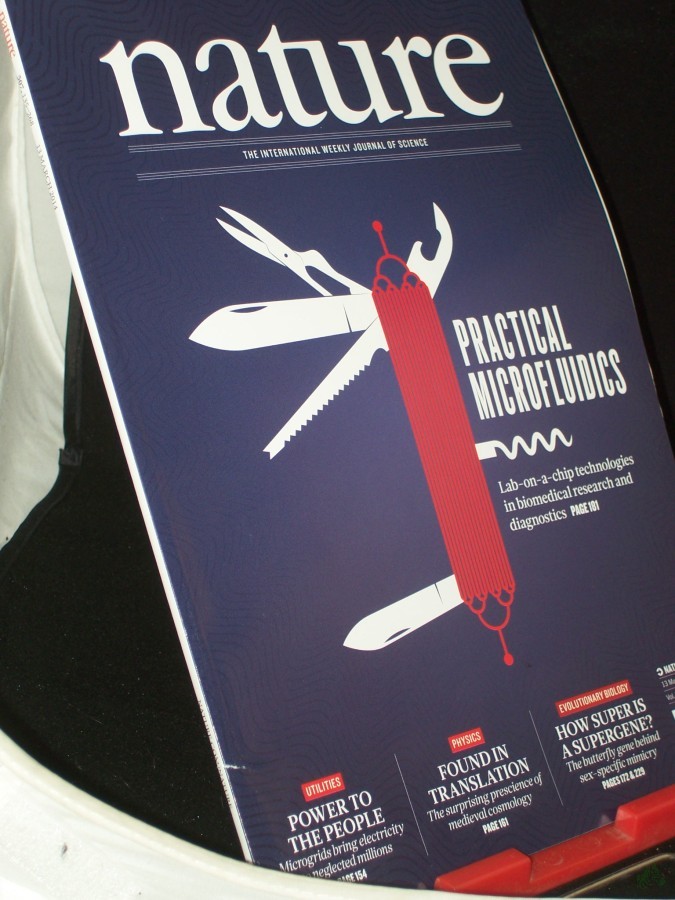 Artikelbild 1 des Artikels “Vol 507 No. 7491, März 2014, practical Microfluidics “