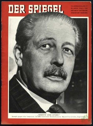 Artikelbild 1 des Artikels “17/1956, Arbeite und Spare, Kampf gegen die Teepause, Großbritanniens Schatzkanzler Macmillan “