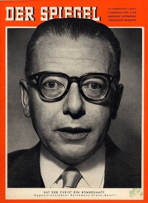 Artikelbild 1 des Artikels “6/1958, Hat der Christ ein Bombenamt? Oppositionsredner Heinemann “