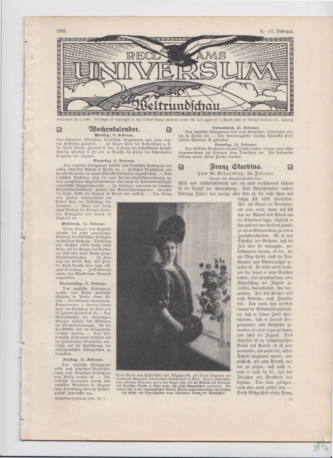 Artikelbild 1 des Artikels “8-14 Februar, 1909 “