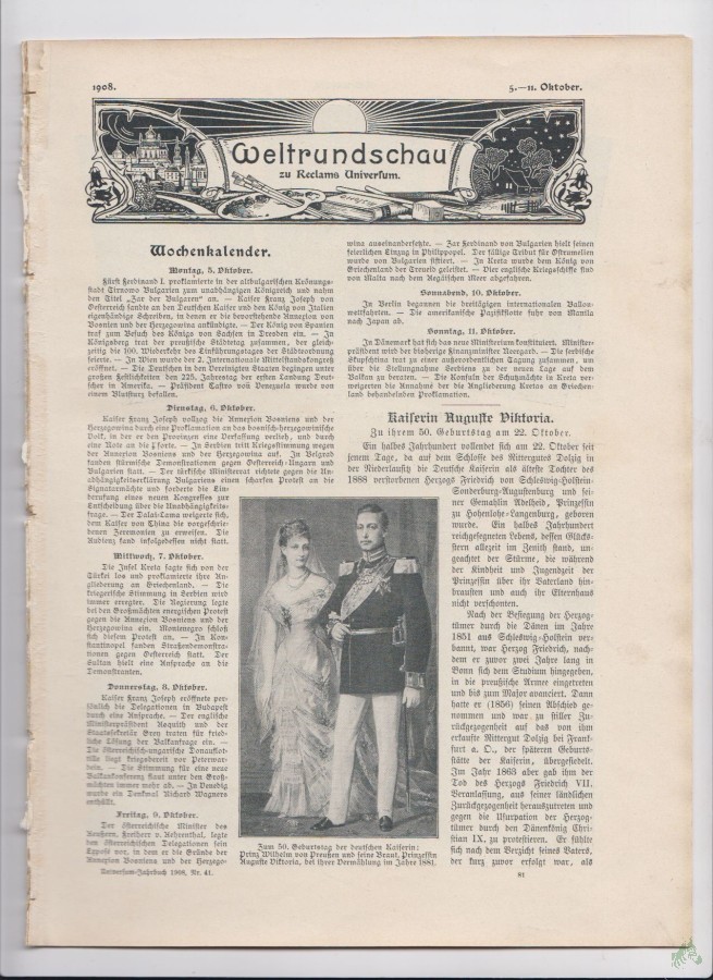 Artikelbild 1 des Artikels “5-11 Oktober, 1908 “