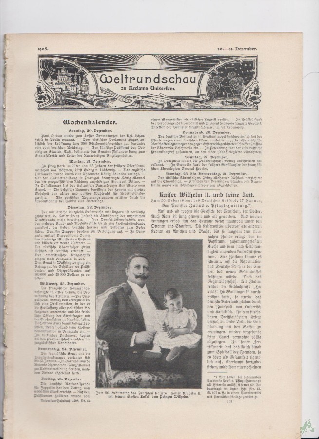 Artikelbild 1 des Artikels “20-31 Dezember, 1908 “