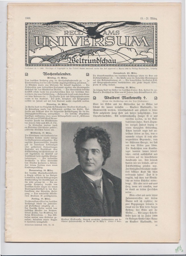 Artikelbild 1 des Artikels “15-21 März 1909 “