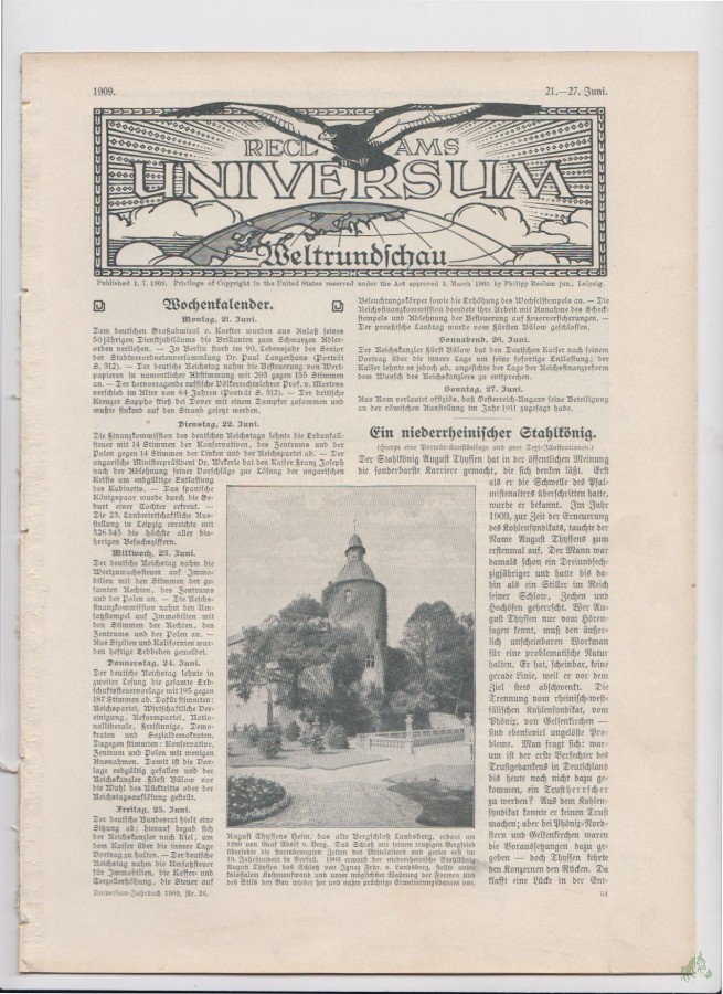 Artikelbild 1 des Artikels “21-27 Juni 1909 “