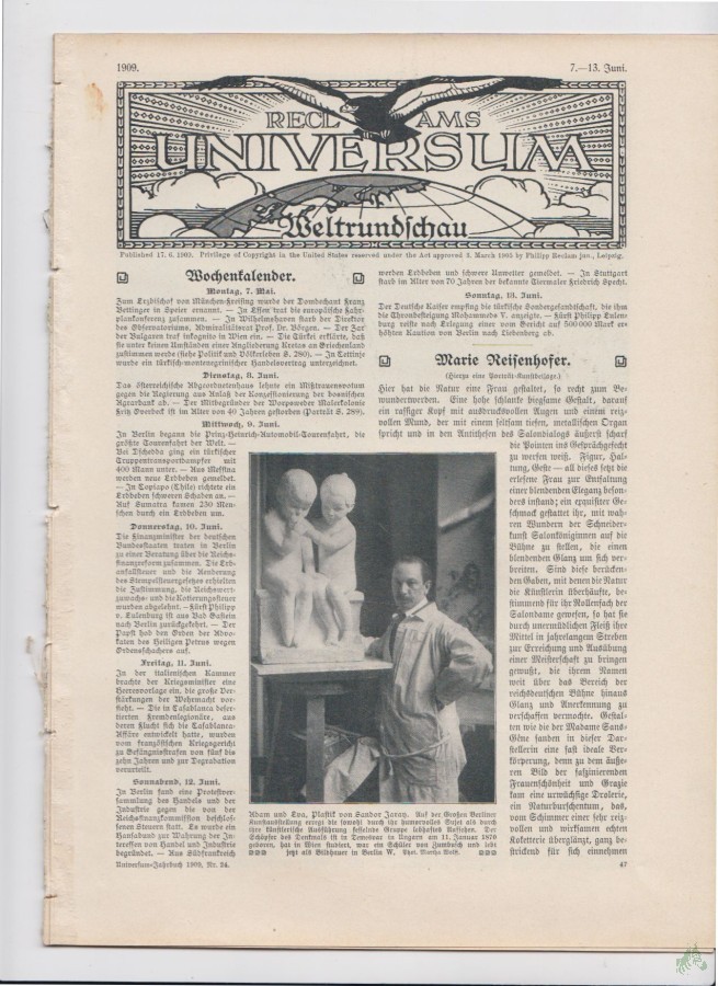 Artikelbild 1 des Artikels “7-13 Juni, 1909 “