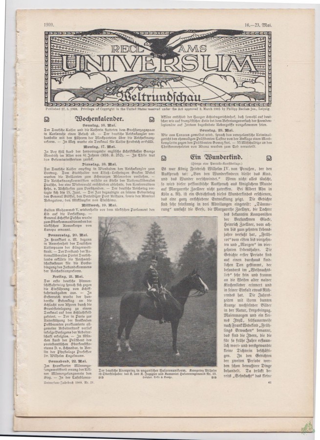 Artikelbild 1 des Artikels “16-23 Mai 1909 “
