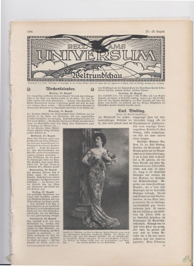 Artikelbild 1 des Artikels “23-29 August 1909 “