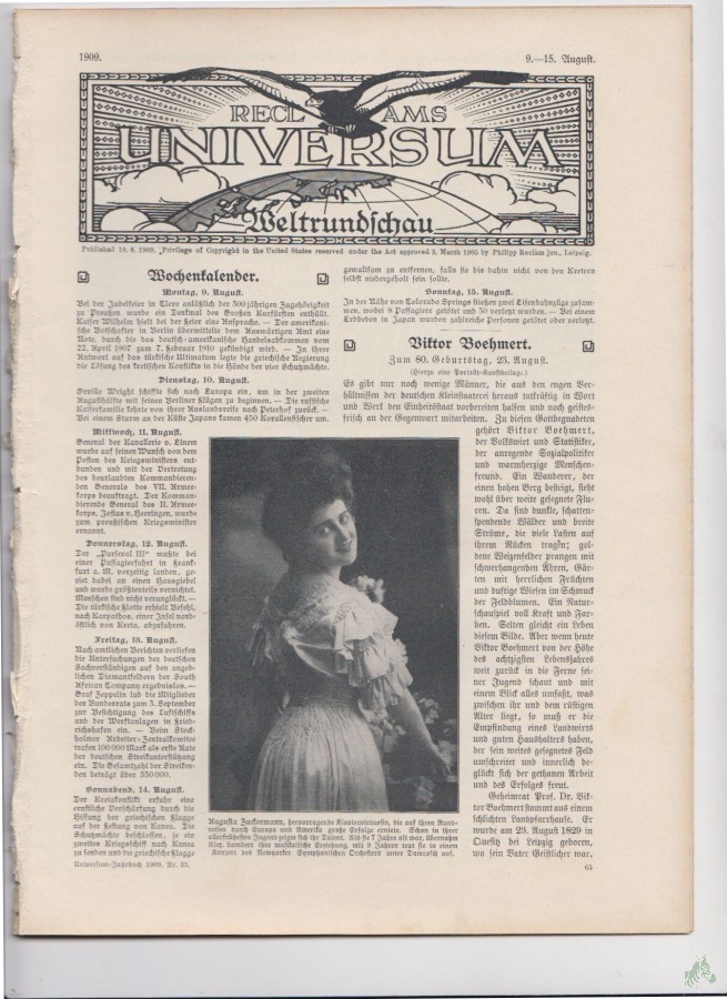 Artikelbild 1 des Artikels “9-15 August 1909 “