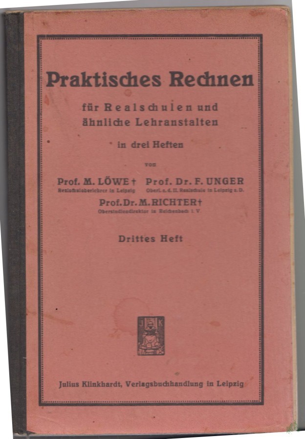 Product image 1 of the product “Praktisches Rechnen für Realschulen und ähnlichen Lehranstalten ”