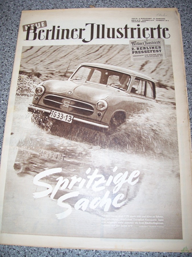Artikelbild 1 des Artikels “35/1955 SPRITZIGE SACHE BERICHT ÜBER DEN NEUEN AUDI P70 “