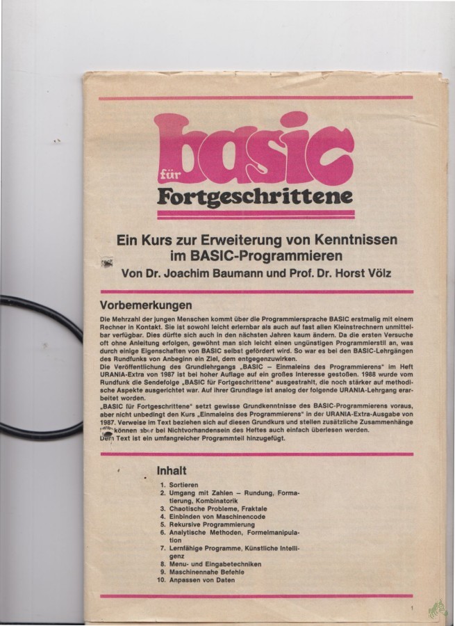 Product image 1 of the product “basic für Fortgeschrittene, Ein Kurs zur Erweiterung von Kenntnissen im BASIC Programmieren ”