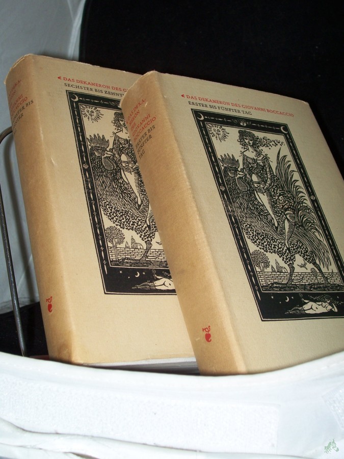 Artikelbild 1 des Artikels “Das Dekameron / Giovanni Boccaccio. Aus d. Ital. übers. von Ruth Macchi. Nachdichtung d. Verse d. ersten drei Tage von August Wilhelm Schlegel, d. Verse d. folgende Tage von Karl Witte “