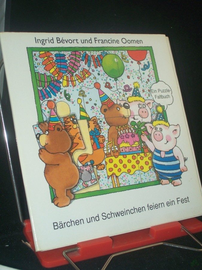 Artikelbild 1 des Artikels “Bärchen und Schweinchen feiern ein Fest : ein Puzzle-Faltbuch / Ingrid Bévort en Francine Oomen. [Übers. und Bearb.: V. Maasburg] “