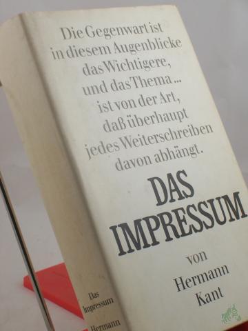 Product image of the product “Das Impressum : Roman / Hermann Kant ”