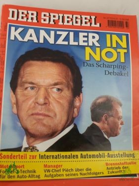 Product image of the product “DER SPIEGEL 37/2001, Kanzler in Not ”