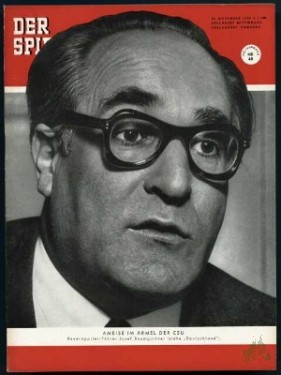 Artikelbild des Artikels “48/1954, AMEISE IM ÄRMEL DER CSU; BAYERNPARTEI FÜHRER JOSEF BAUMGARTNER “