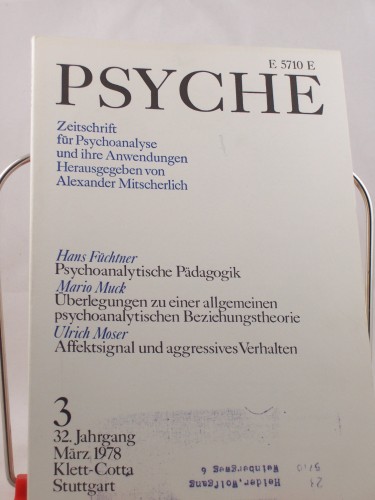 Artikelbild des Artikels “3/32, 1978, Psychoanalytische Überlegungen zur Struktur menschlicher
Beziehungen “