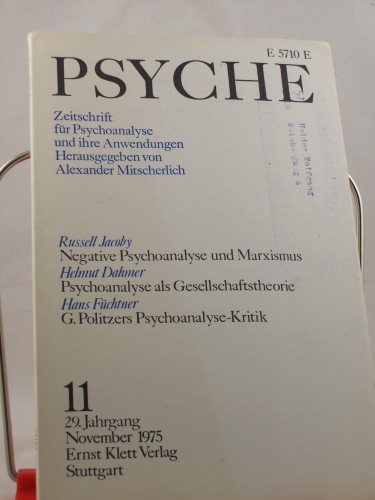 Artikelbild des Artikels “11/29, 1975, Helmut Dahmer Psychoanalyse als Gesellschaftstheorie “